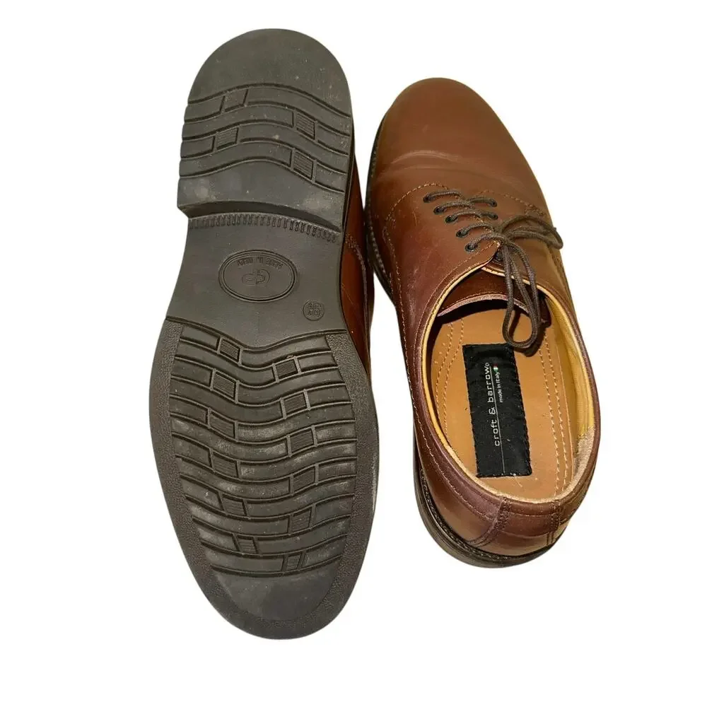 Croft & Barrow Made in Italy Leather Oxford Shoes Men's 9.5 Brown Lace‎ Up Dress